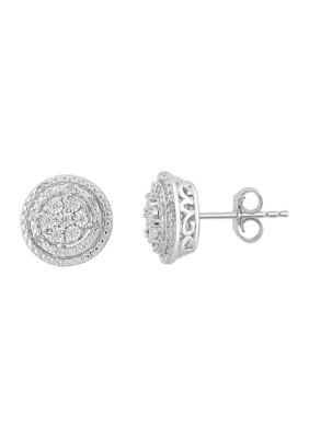 Effy Diamond Earrings In Sterling Silver