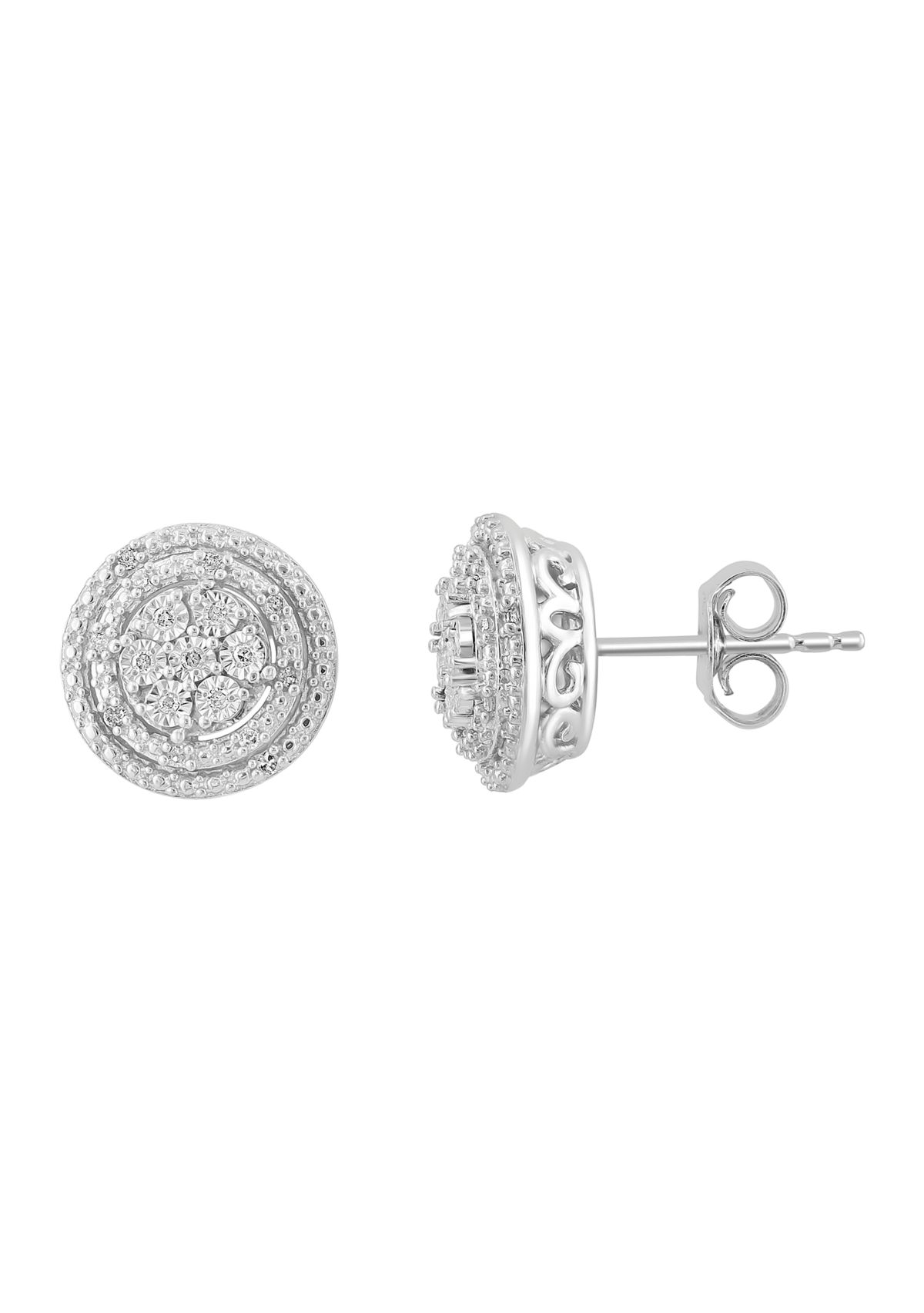 Diamond Earrings in Sterling Silver