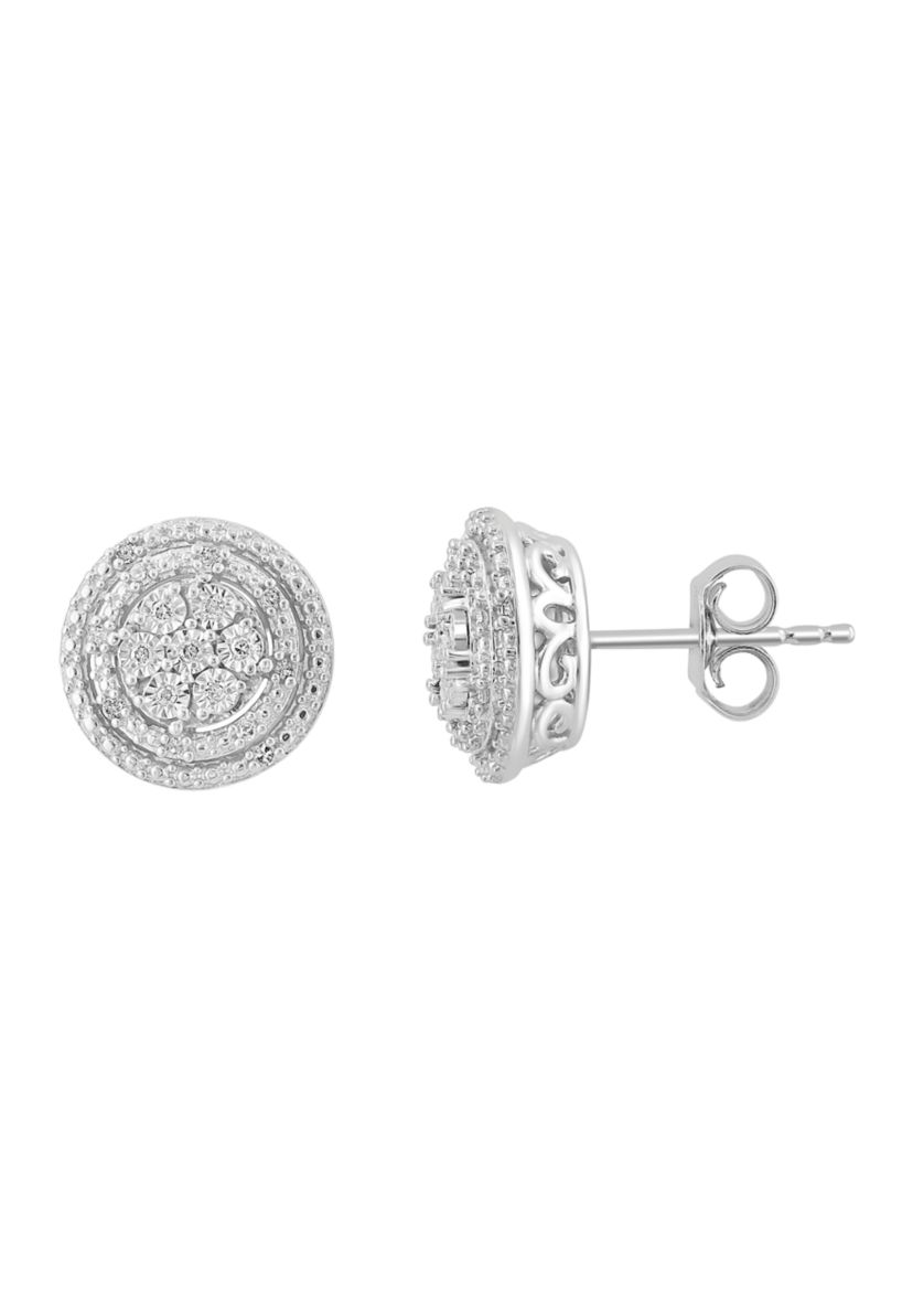 Diamond Earrings in Sterling Silver