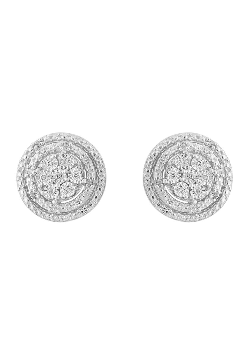 Diamond Earrings in Sterling Silver