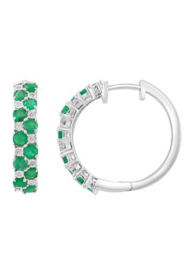 Effy Diamond And Natural Emerald Earrings In Sterling Silver