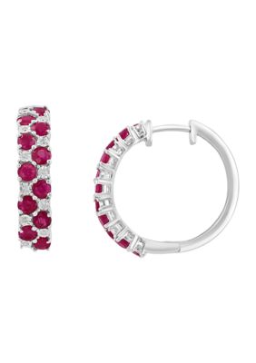 Effy Diamond and Natural Ruby Earrings in Sterling Silver -  5400452VW0GE41DRS