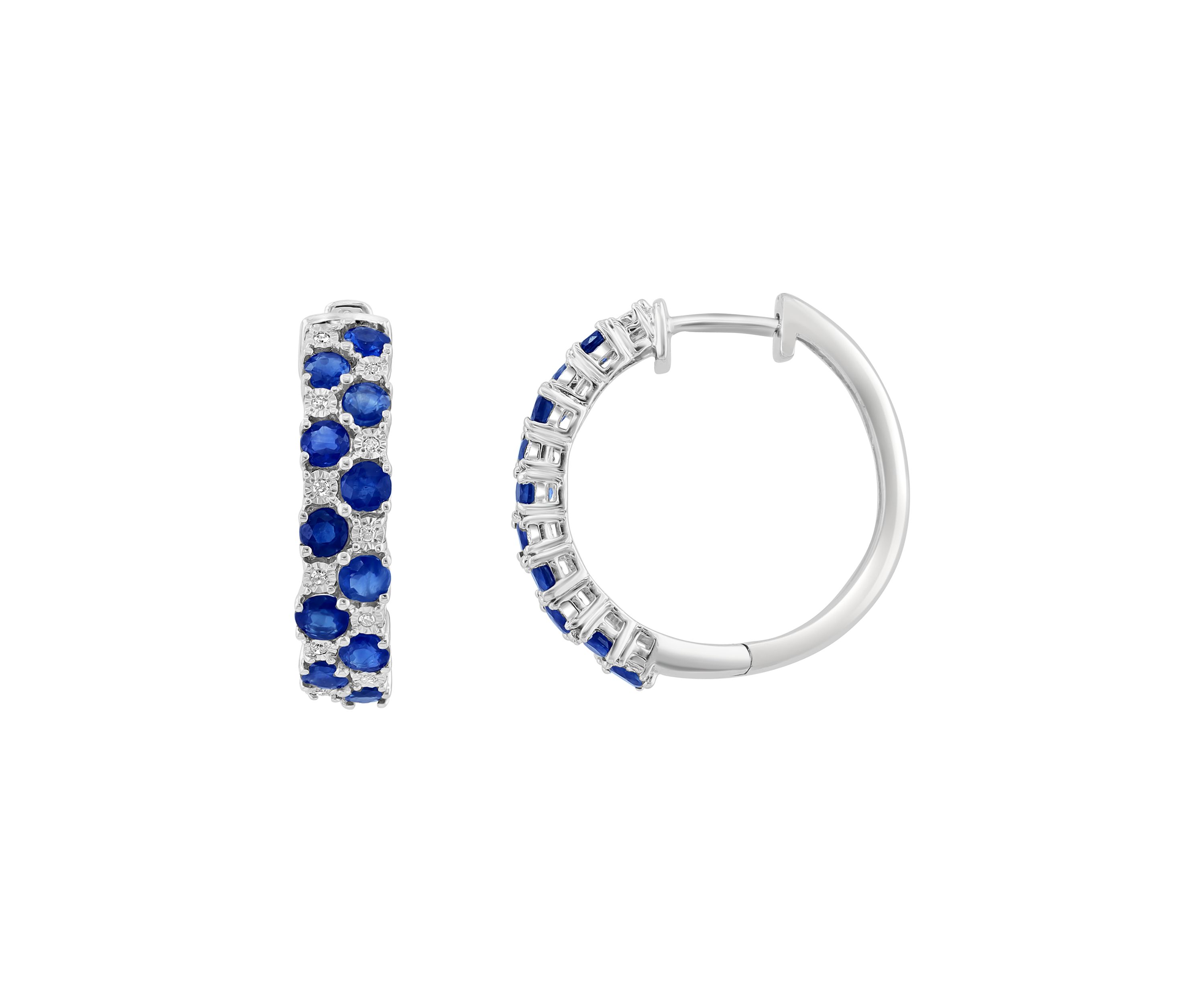 Diamond and Natural Sapphire Earrings in Sterling Silver