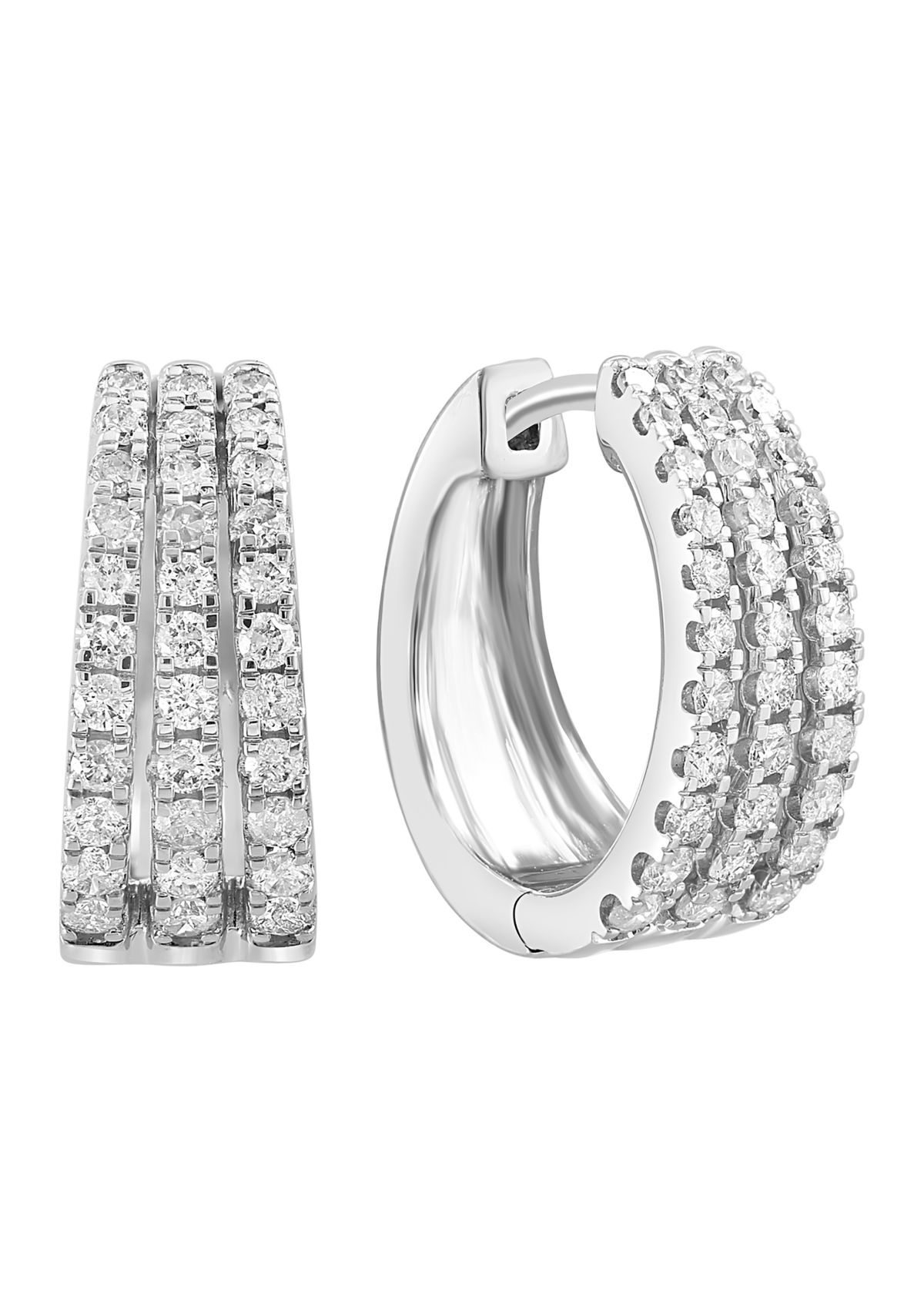 Diamond Hoop Earrings in 14K White Gold