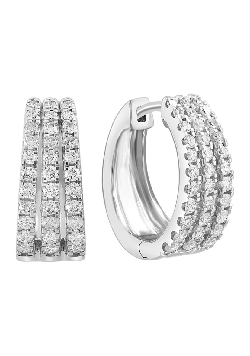 Diamond Hoop Earrings in 14K White Gold