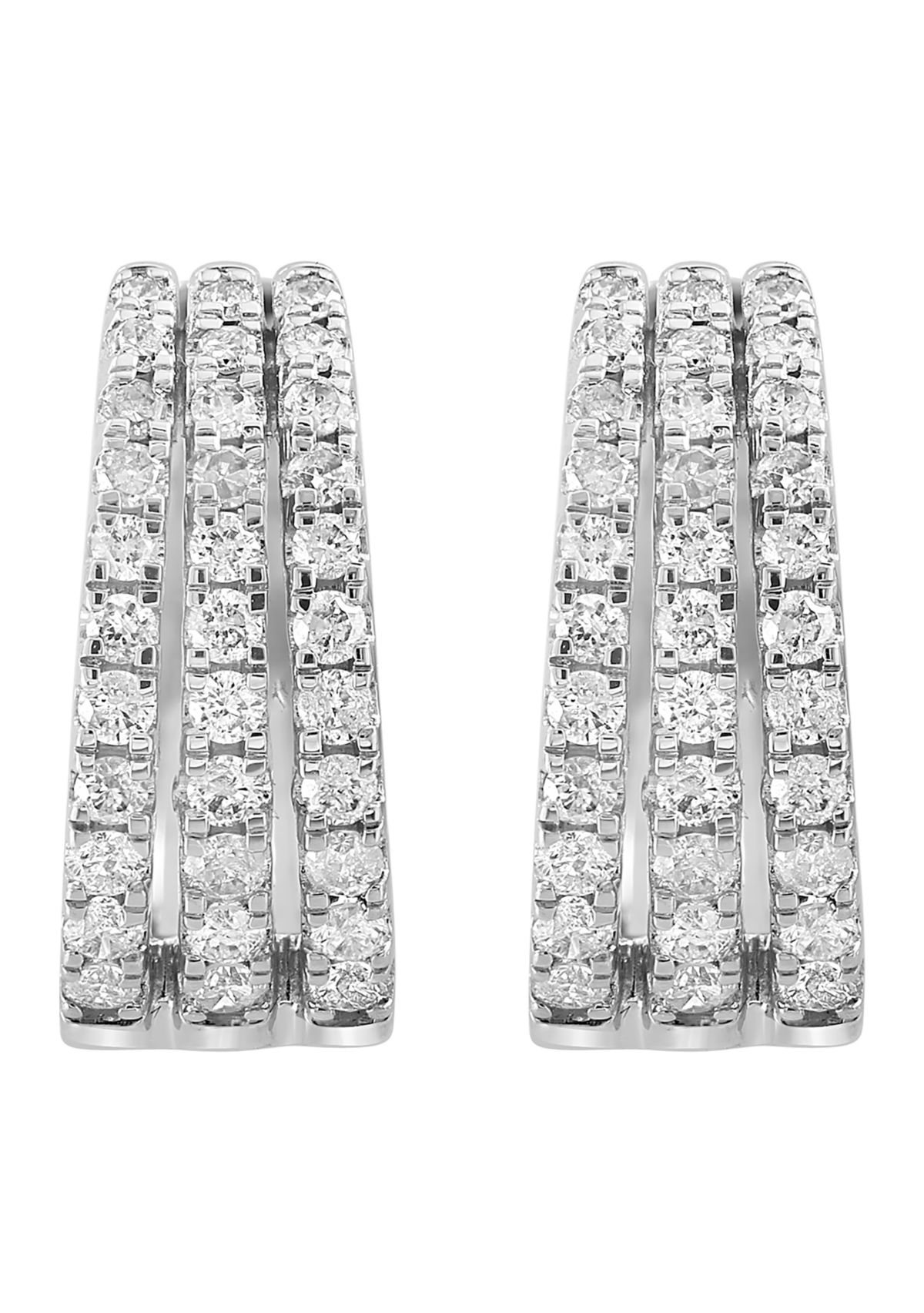 Diamond Hoop Earrings in 14K White Gold