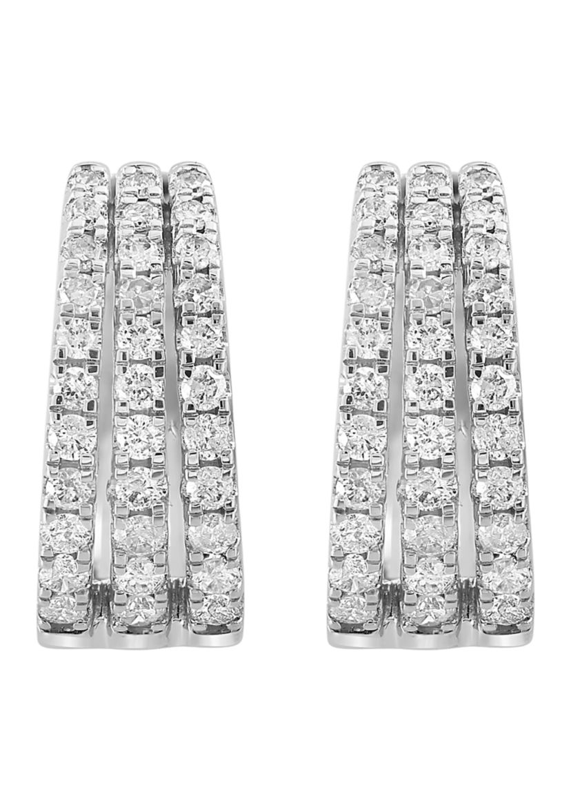 Diamond Hoop Earrings in 14K White Gold