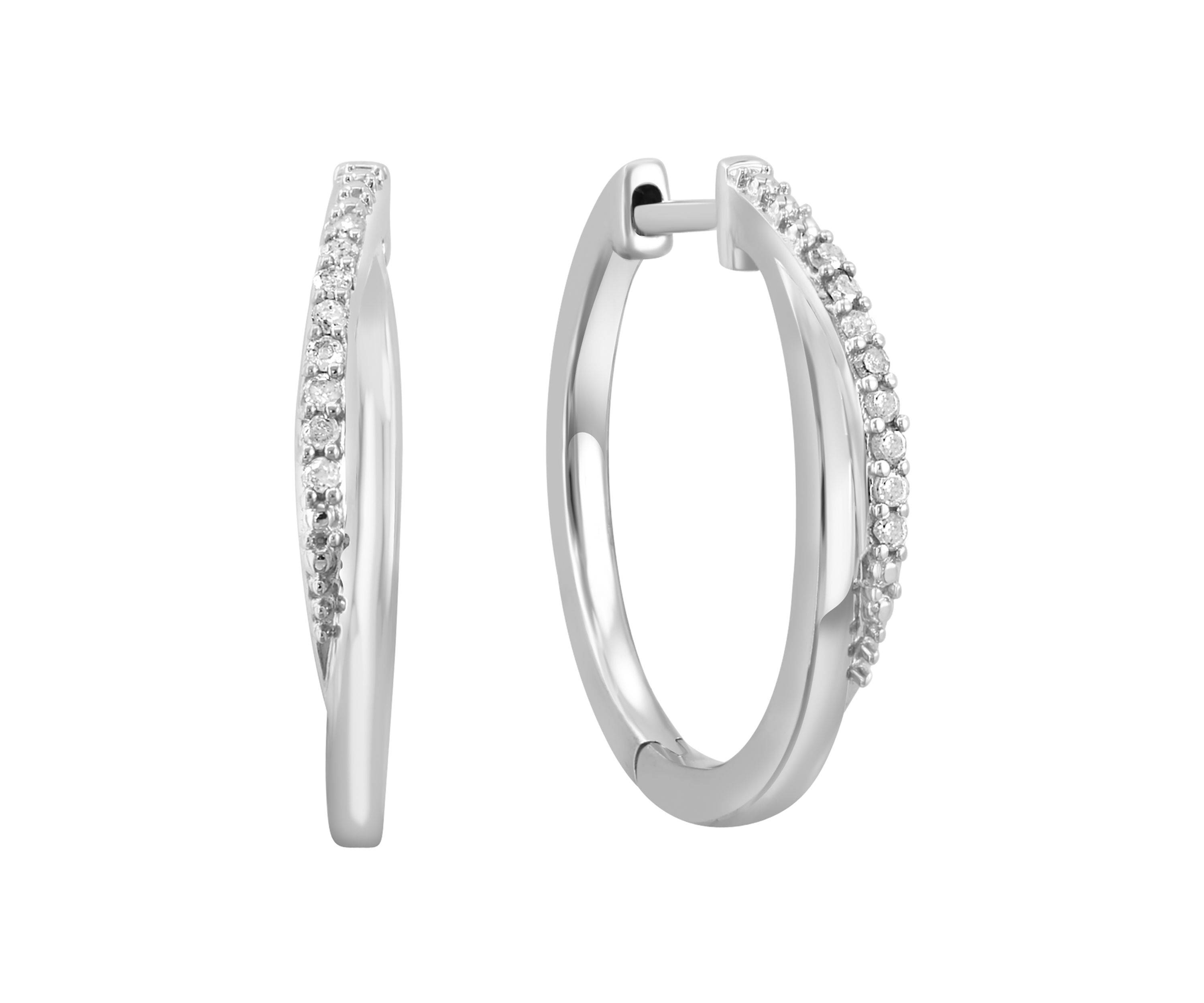 Sterling Silver Diamond Hoops