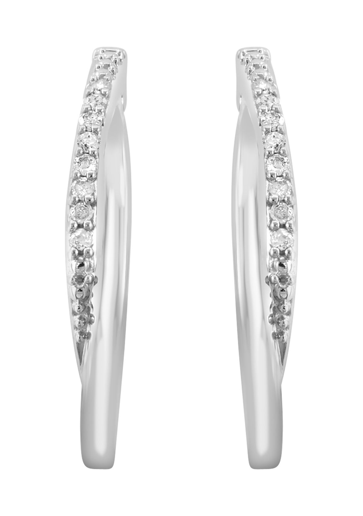 Sterling Silver Diamond Hoops