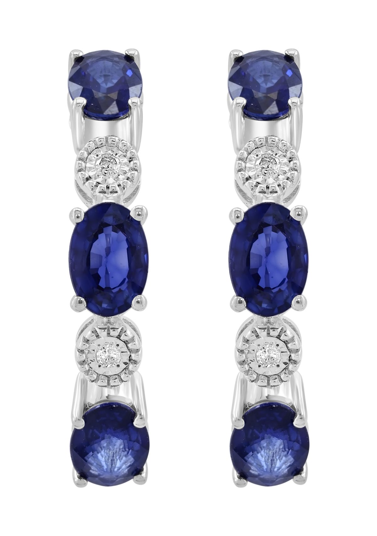 Diamond and Sapphire Earrings in Sterling Silver