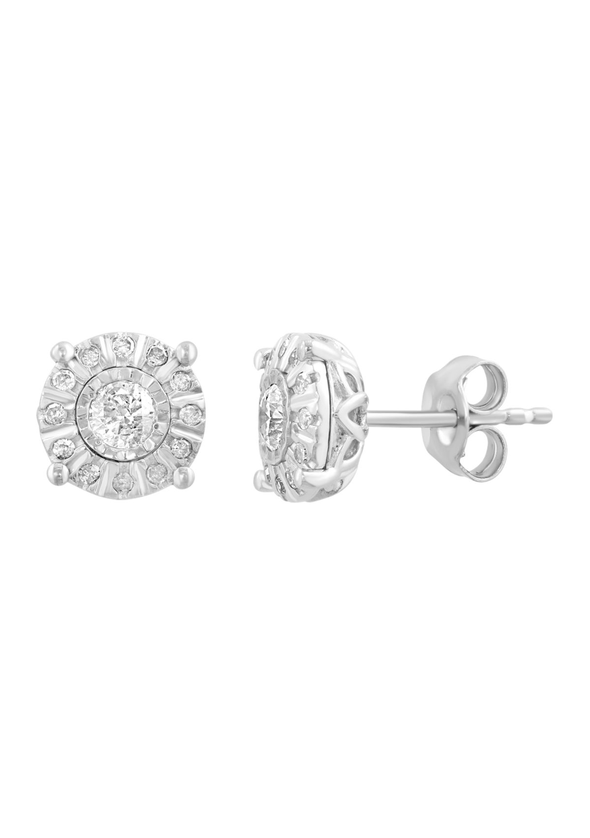 Sterling Silver Diamond Earrings