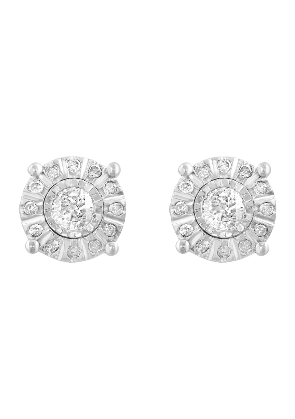 Sterling Silver Diamond Earrings