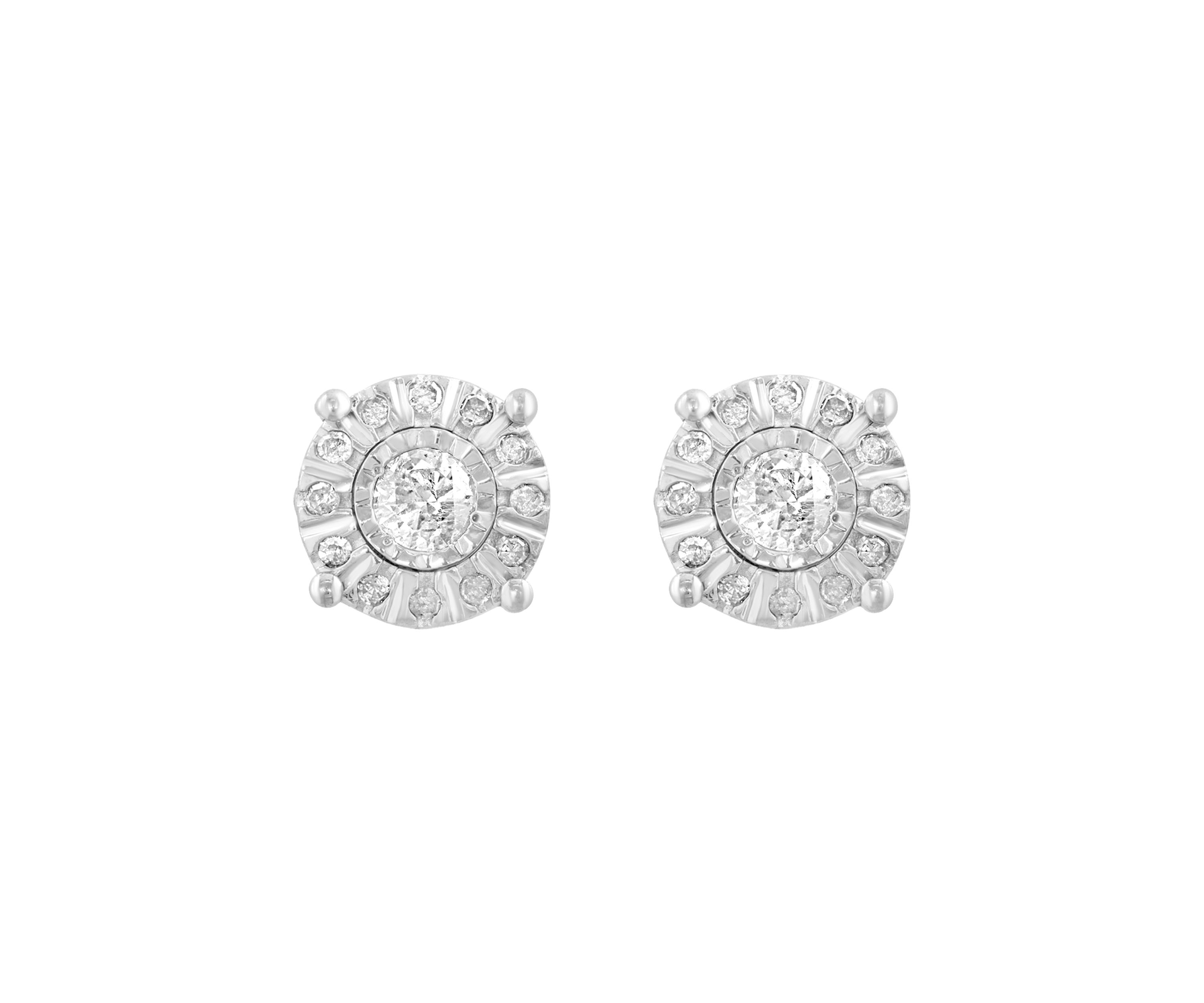 Sterling Silver Diamond Earrings