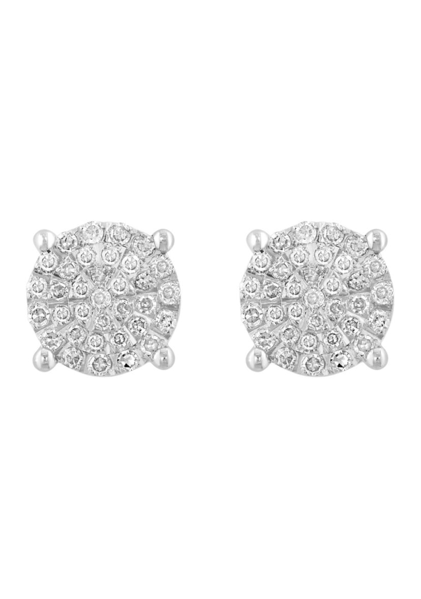 Sterling Silver Diamond Earrings