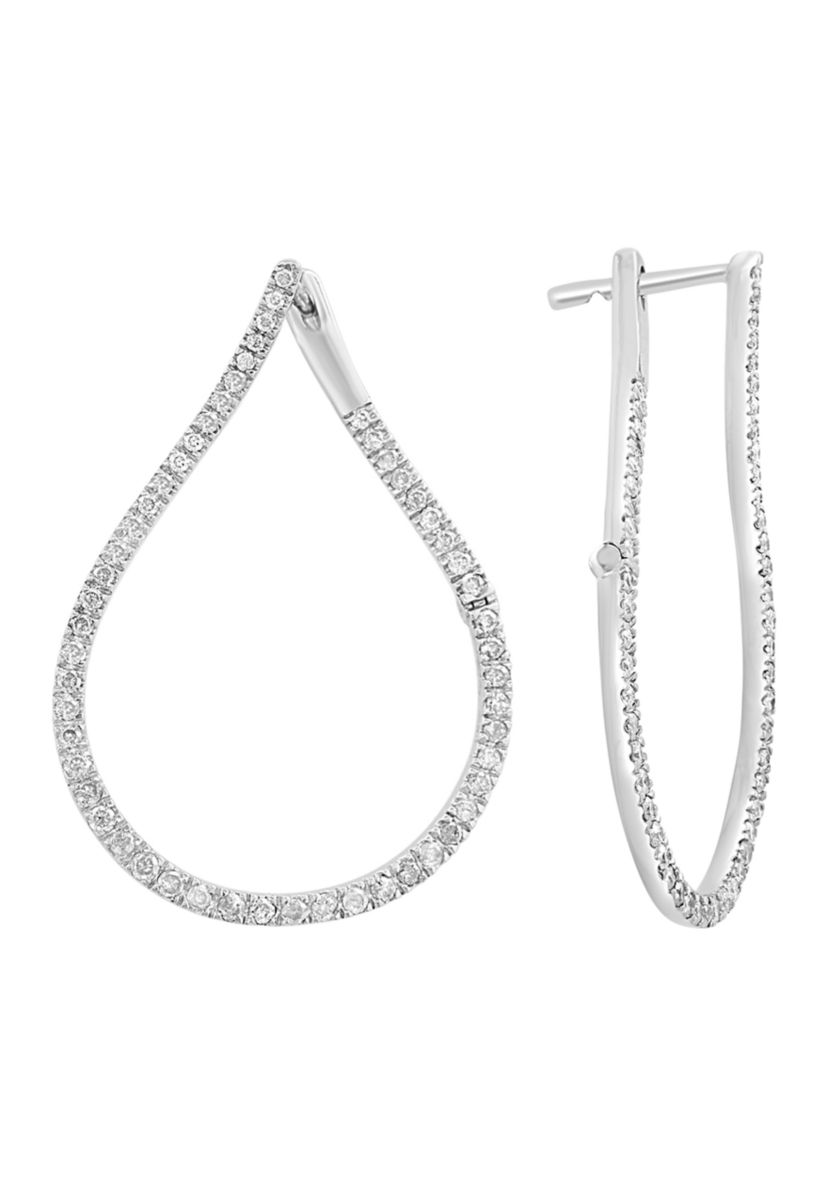 Sterling Silver Diamond Hoops