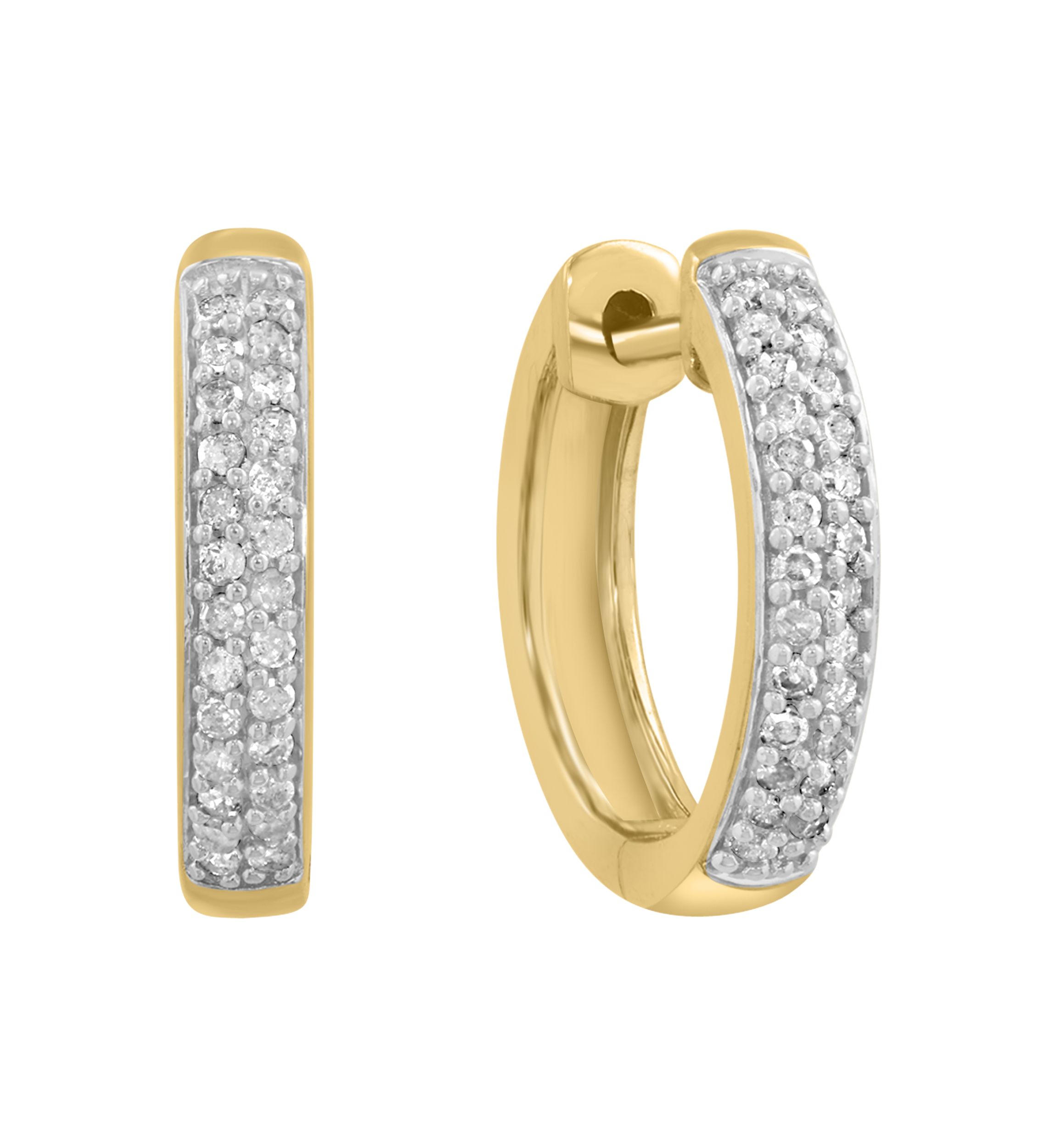 Gold Over Silver Diamond Hoops