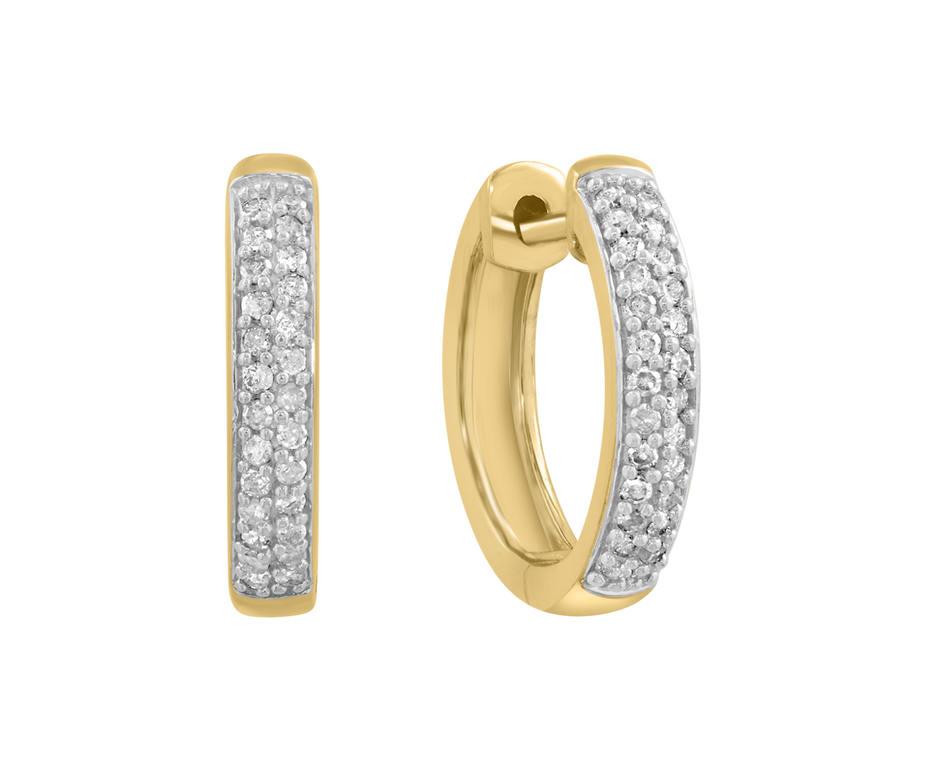 Gold Over Silver Diamond Hoops