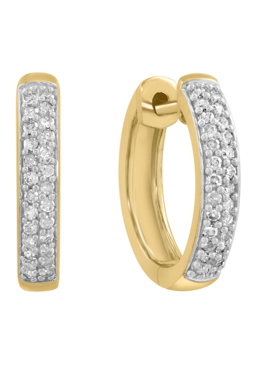 Gold Over Silver Diamond Hoops