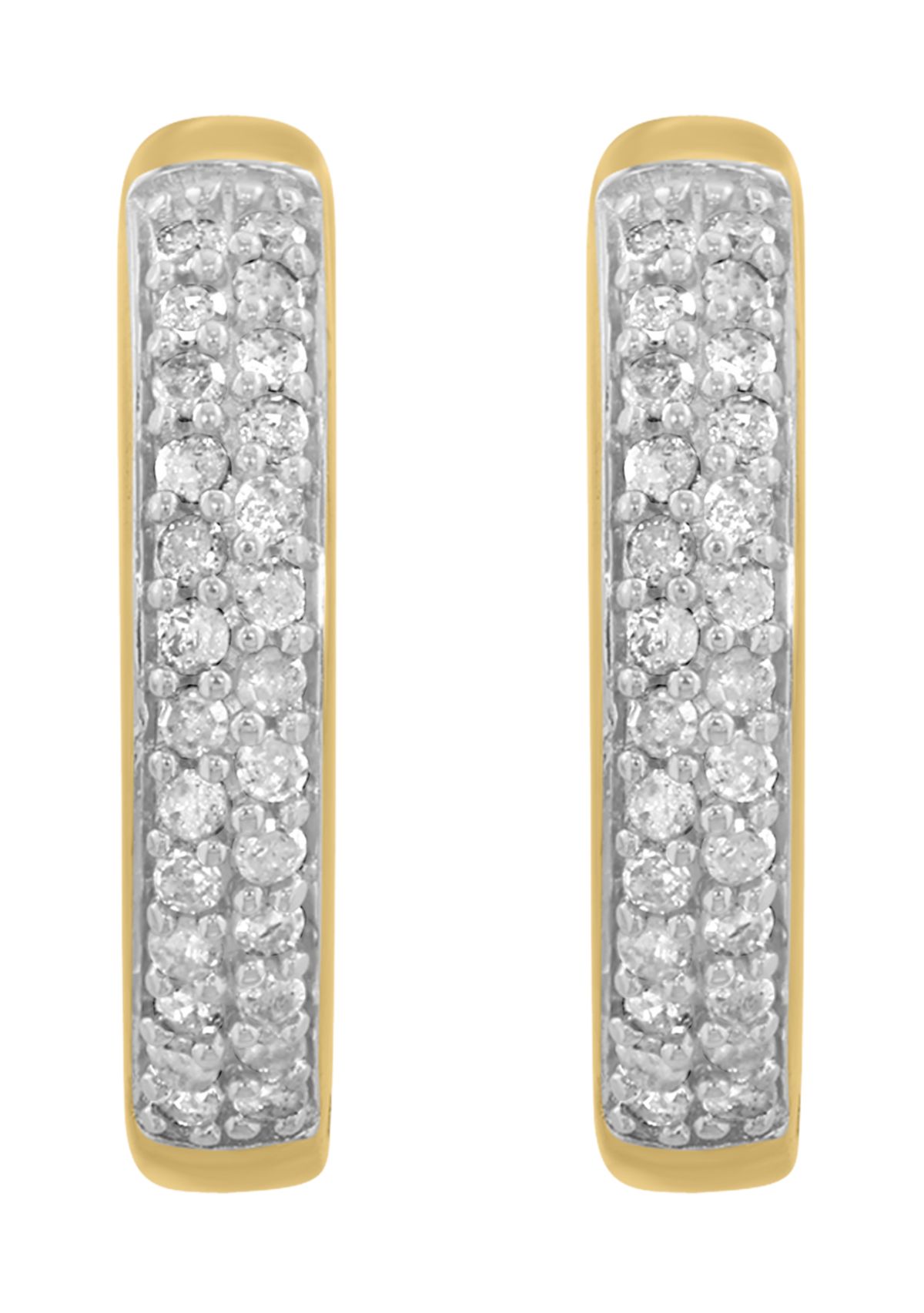 Gold Over Silver Diamond Hoops