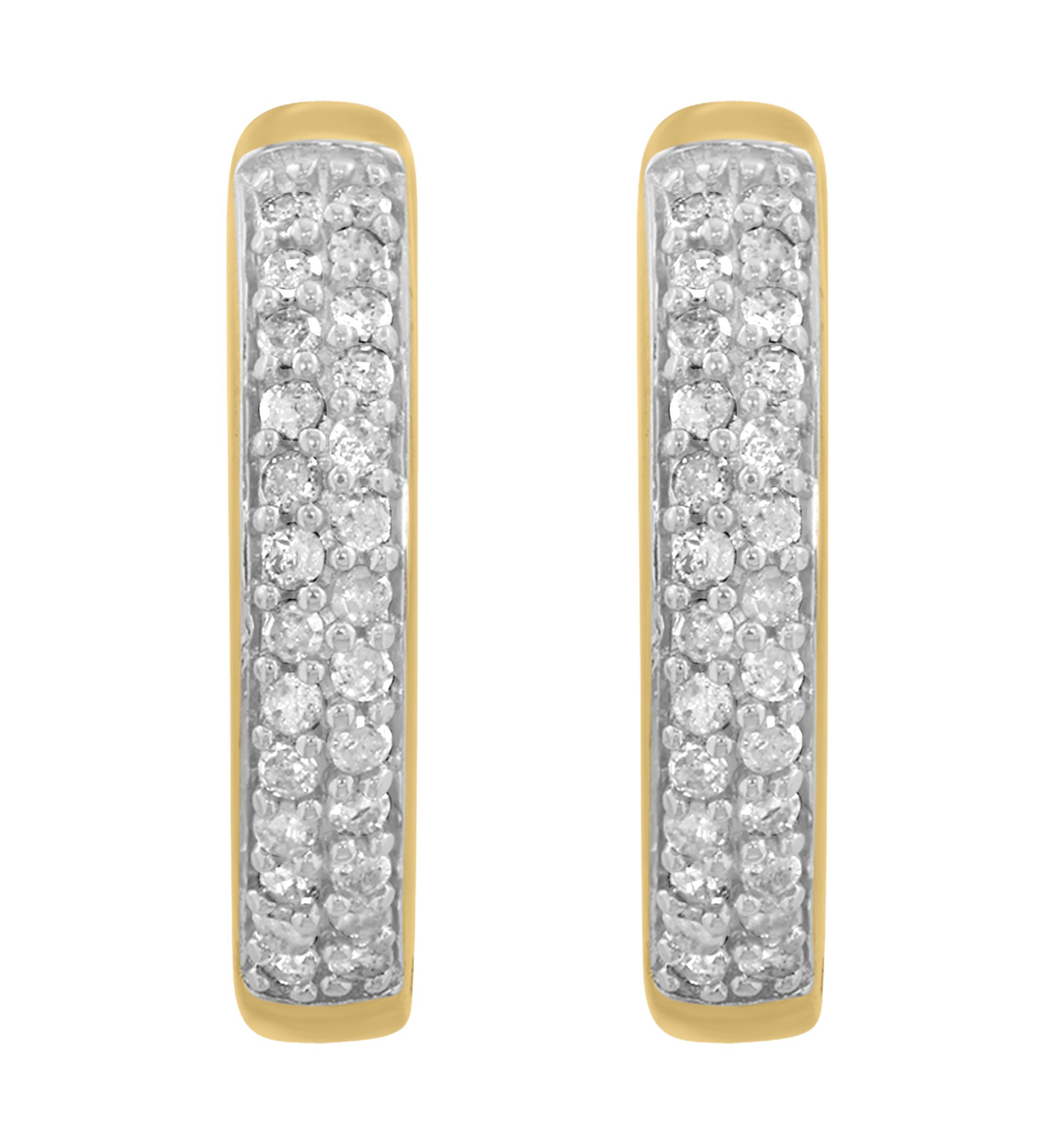 Gold Over Silver Diamond Hoops