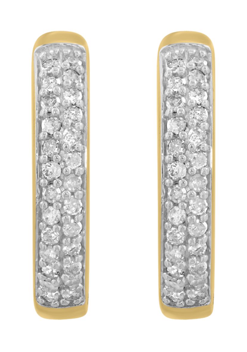 Gold Over Silver Diamond Hoops