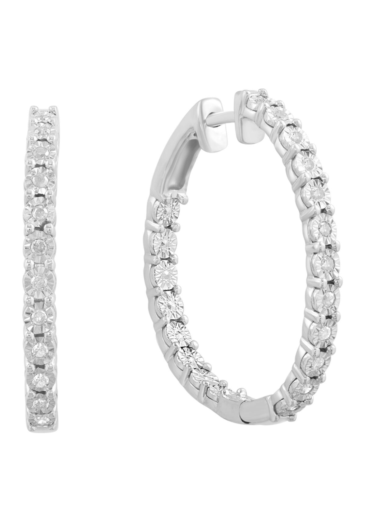 Sterling Silver Diamond Hoops