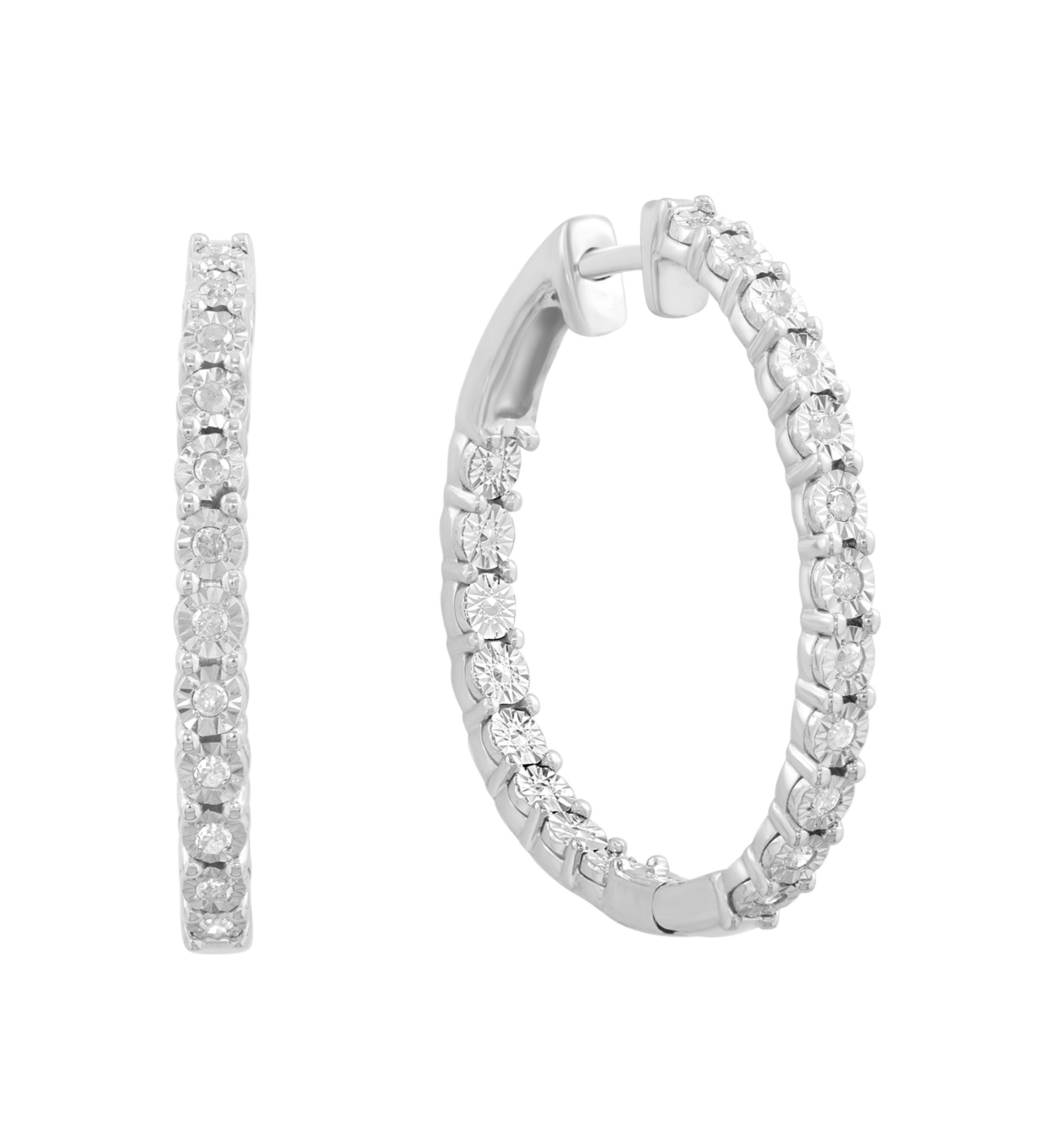 Sterling Silver Diamond Hoops