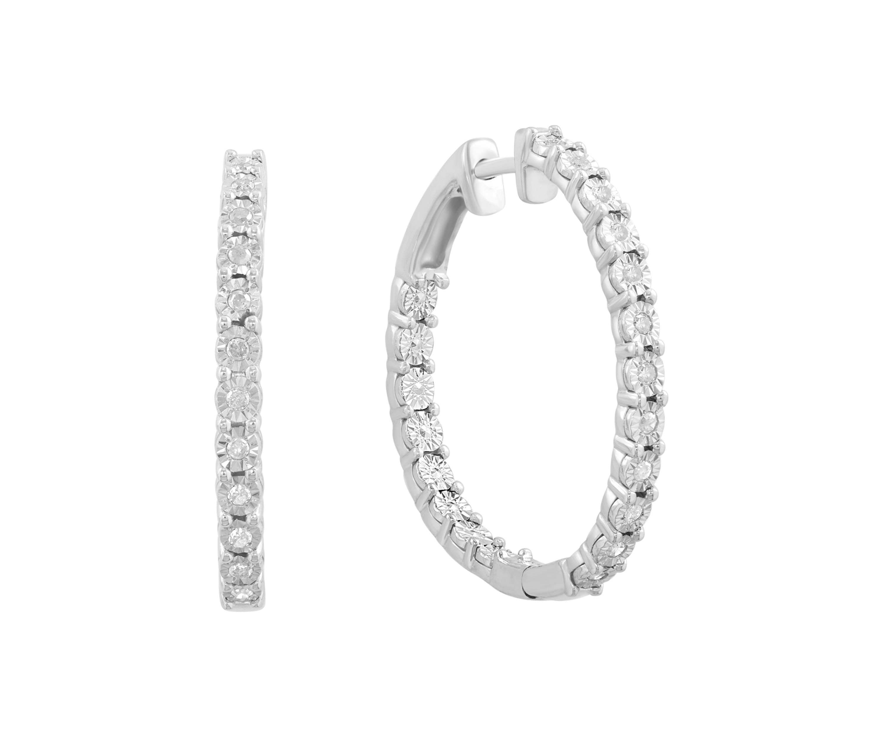 Sterling Silver Diamond Hoops