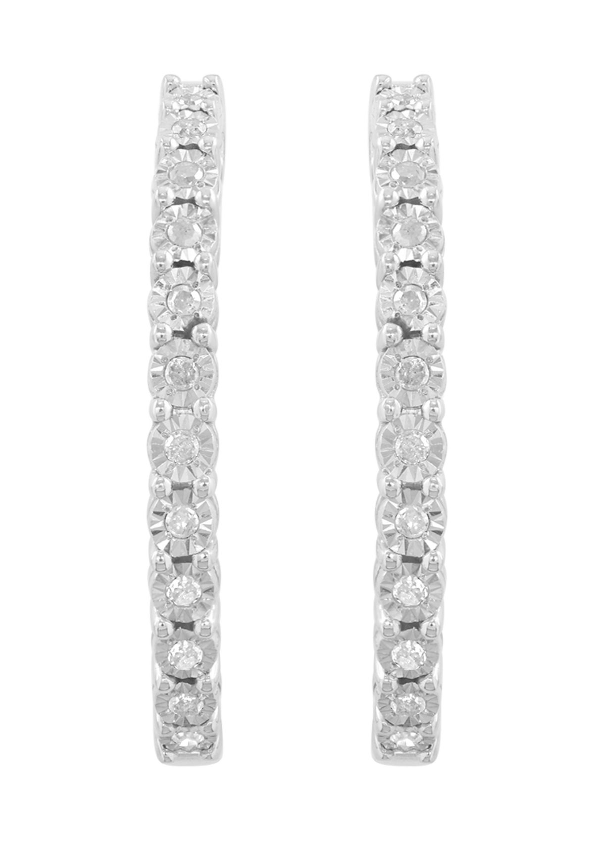Sterling Silver Diamond Hoops