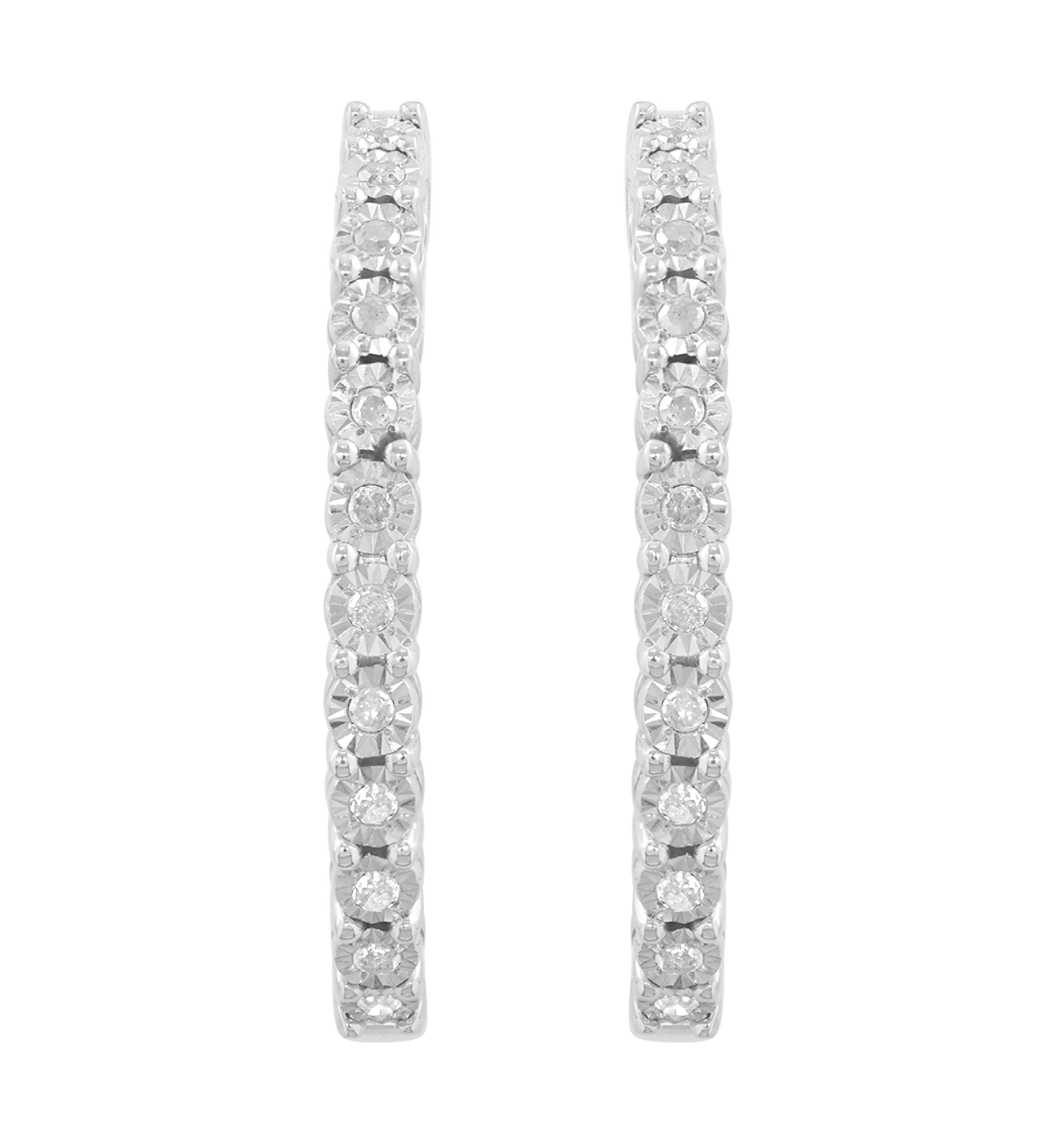 Sterling Silver Diamond Hoops