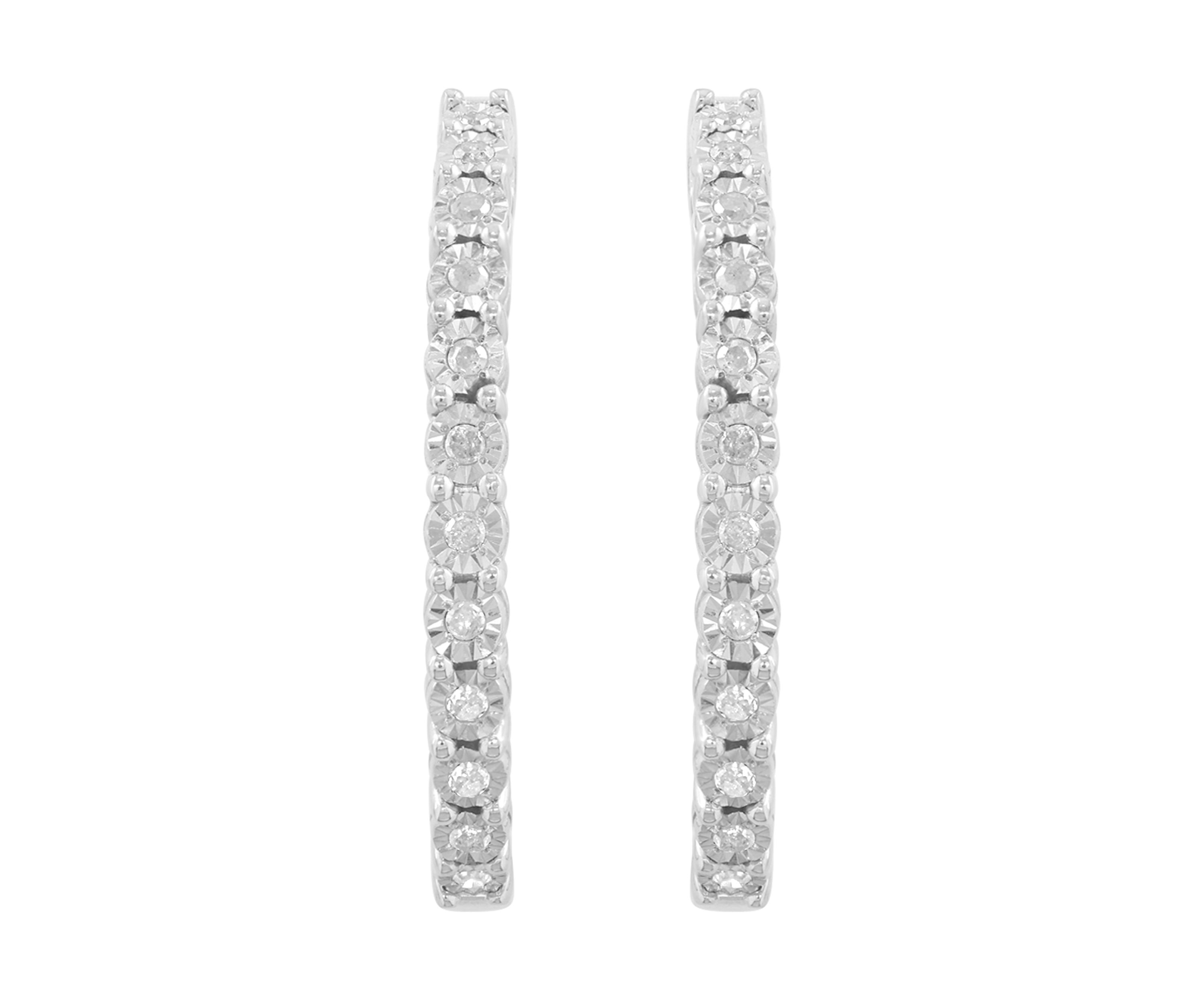 Sterling Silver Diamond Hoops