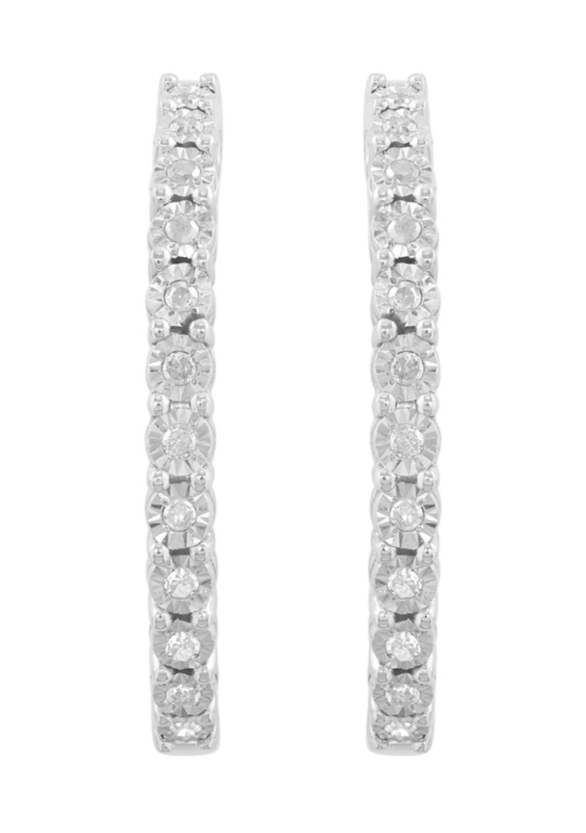 Sterling Silver Diamond Hoops