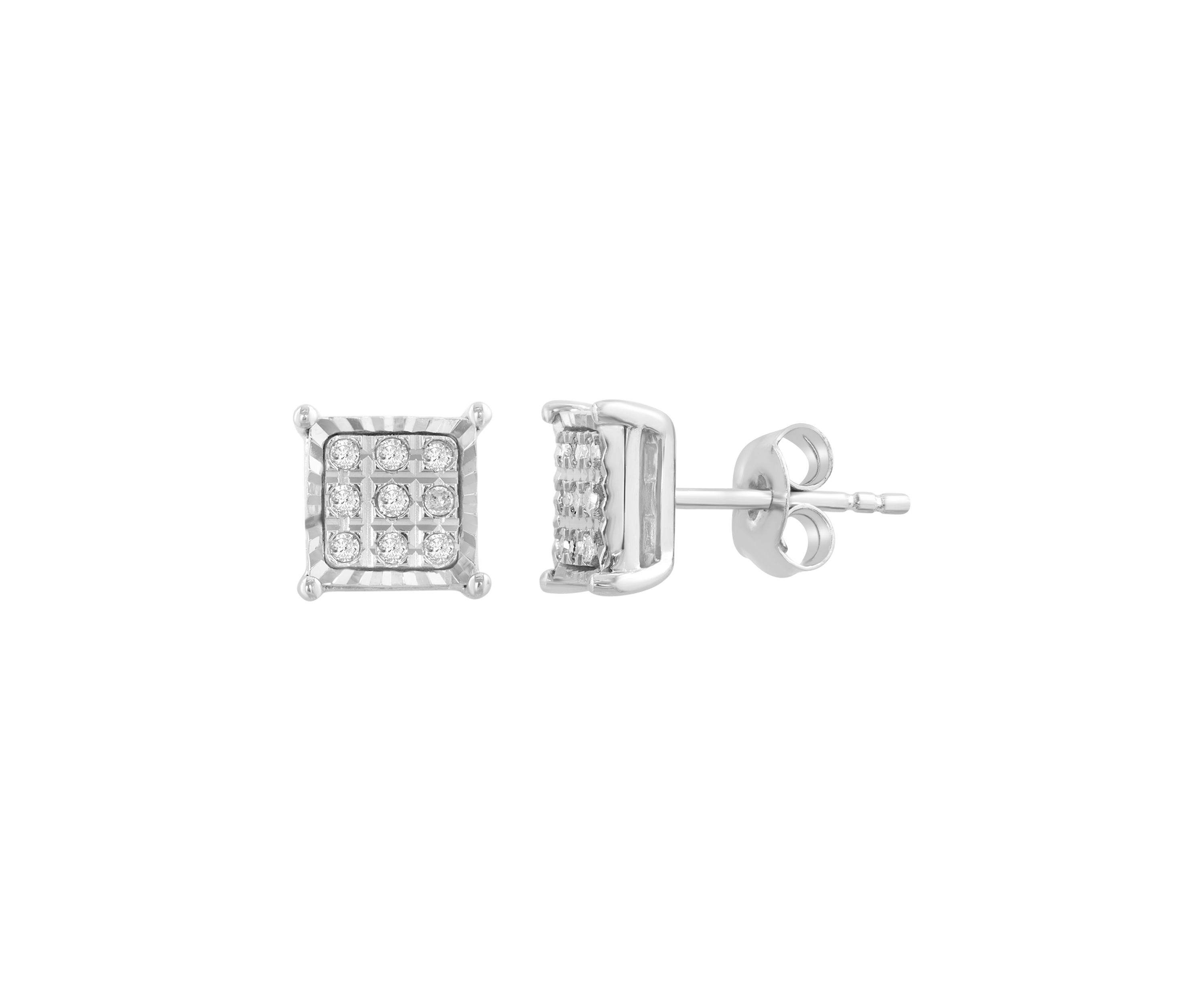 Sterling Silver Diamond Earrings 