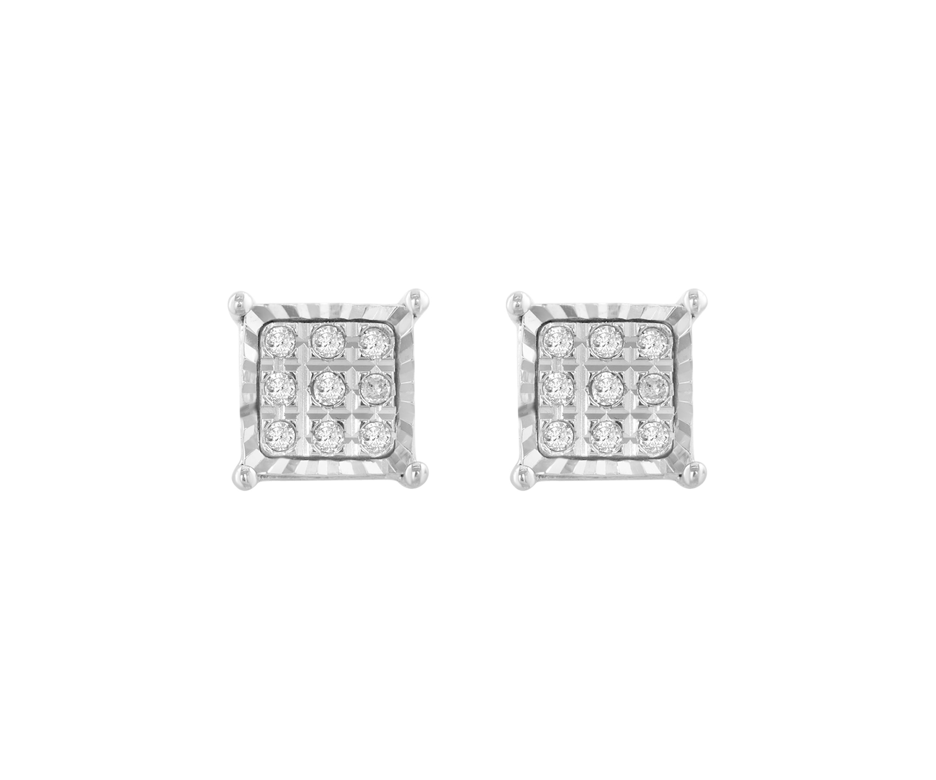 Sterling Silver Diamond Earrings 