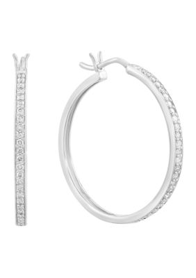 Effy Sterling Silver Diamond Hoops
