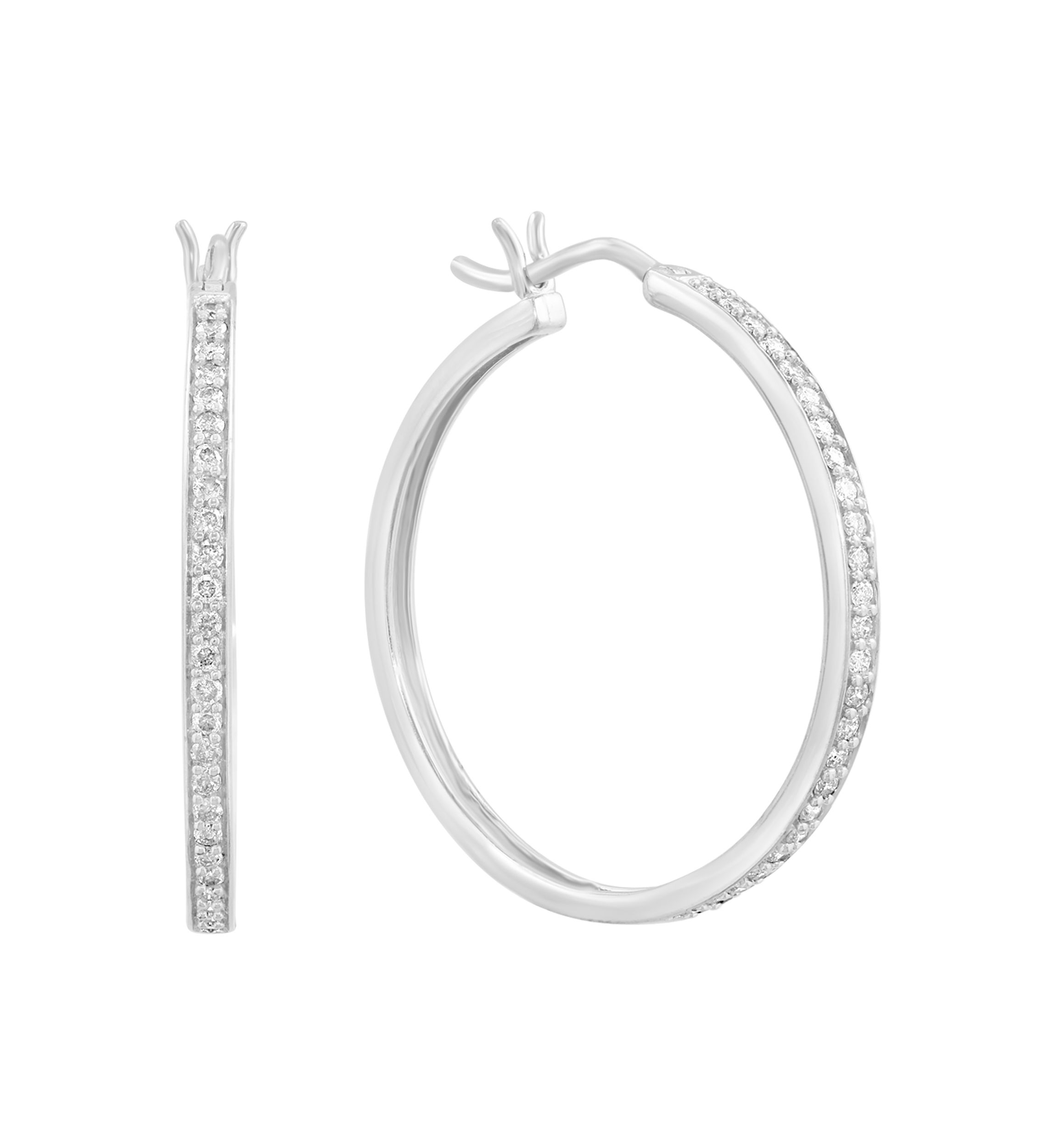 Sterling Silver Diamond Hoops