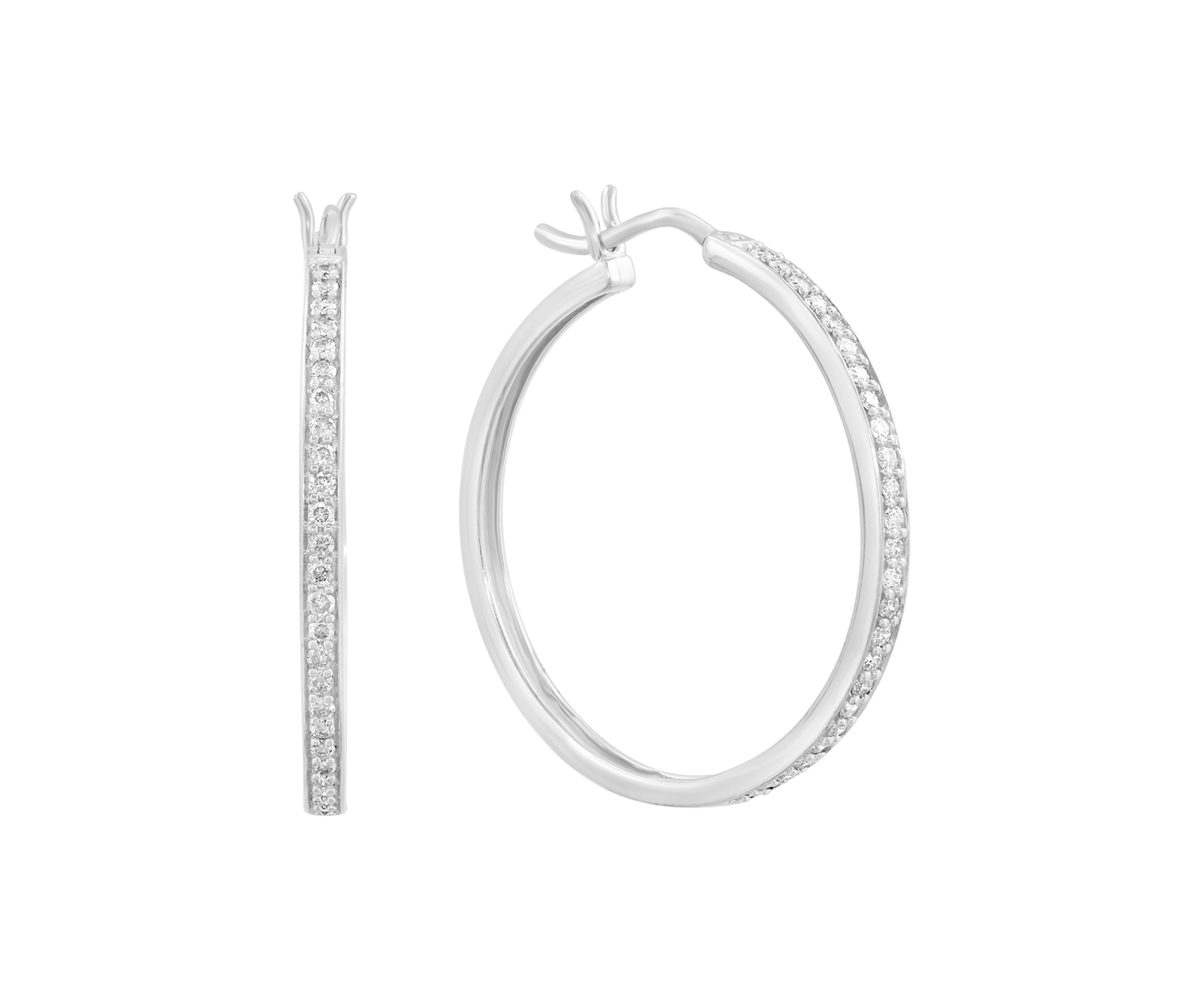 Sterling Silver Diamond Hoops