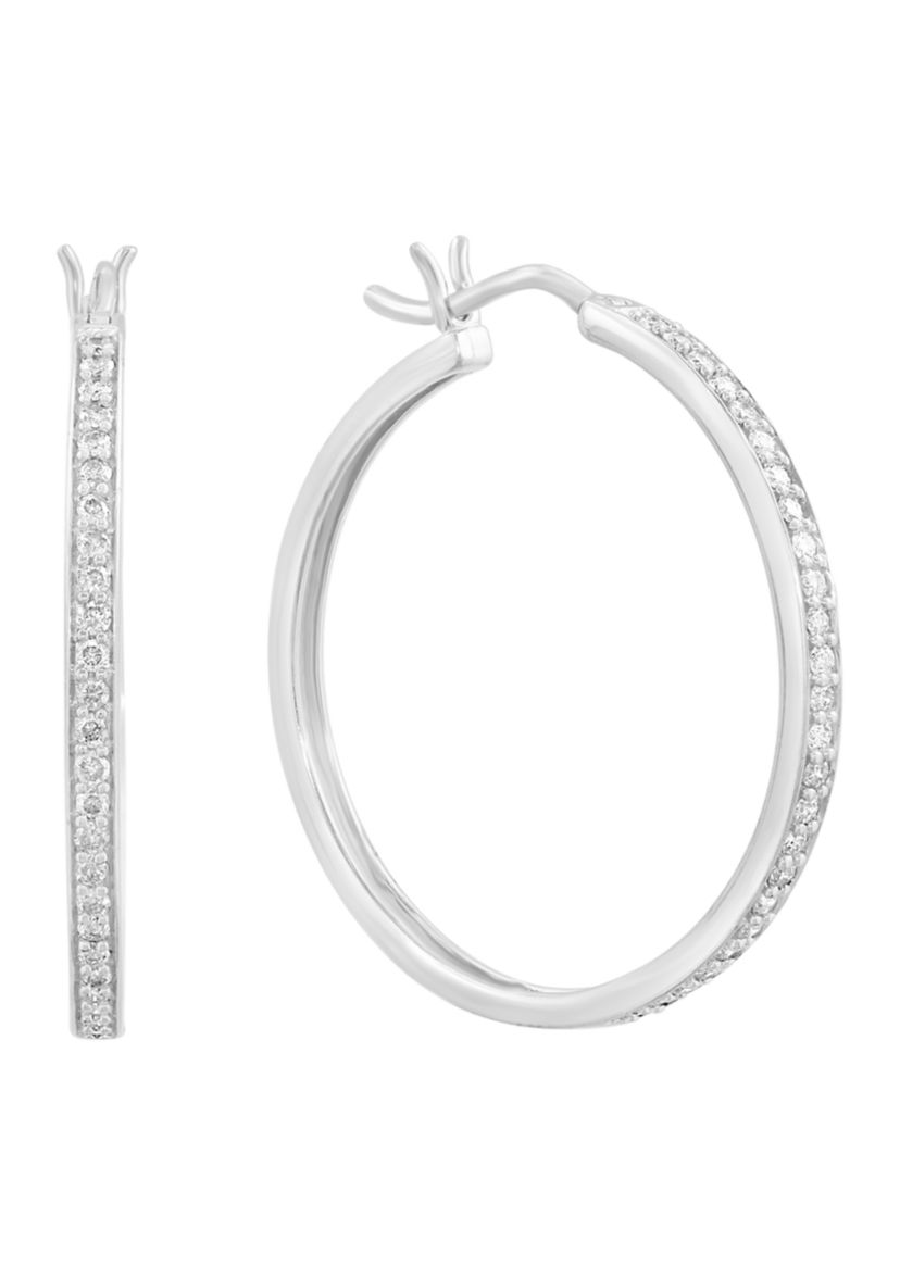 Sterling Silver Diamond Hoops