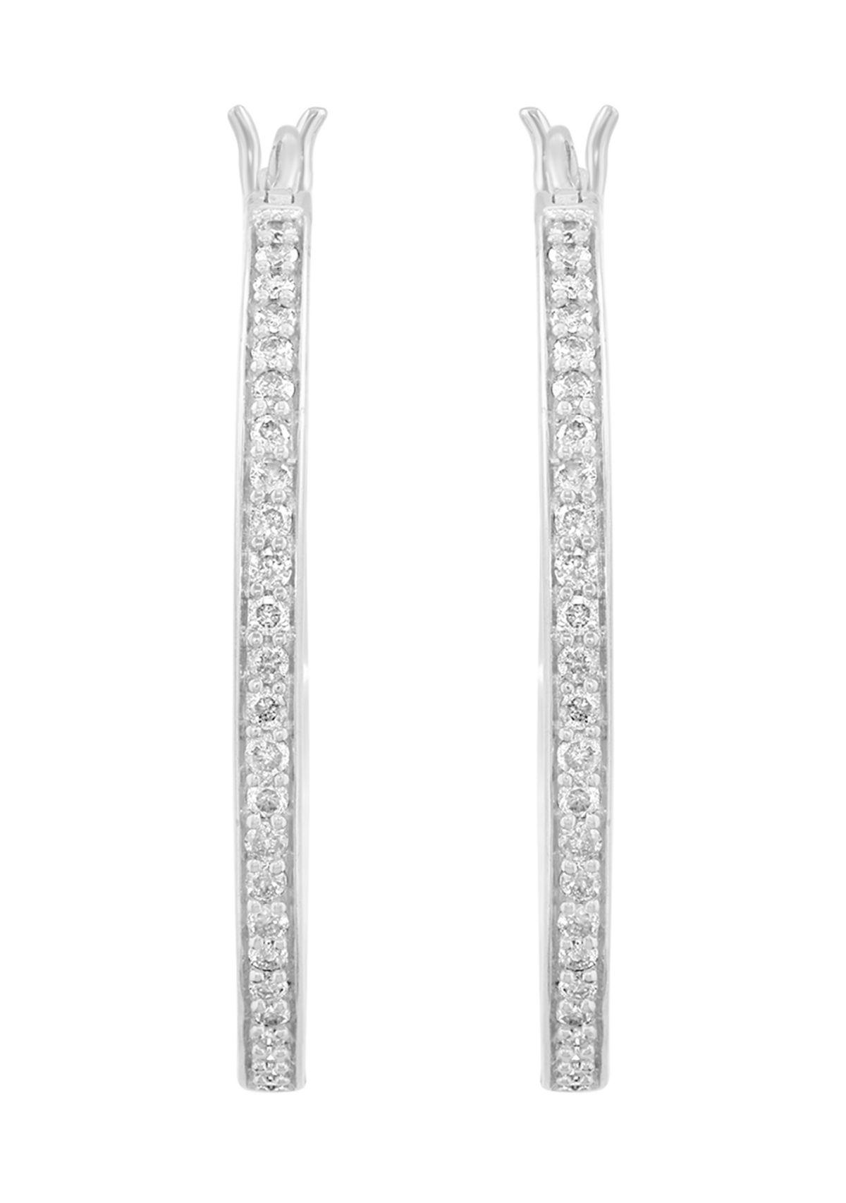 Sterling Silver Diamond Hoops