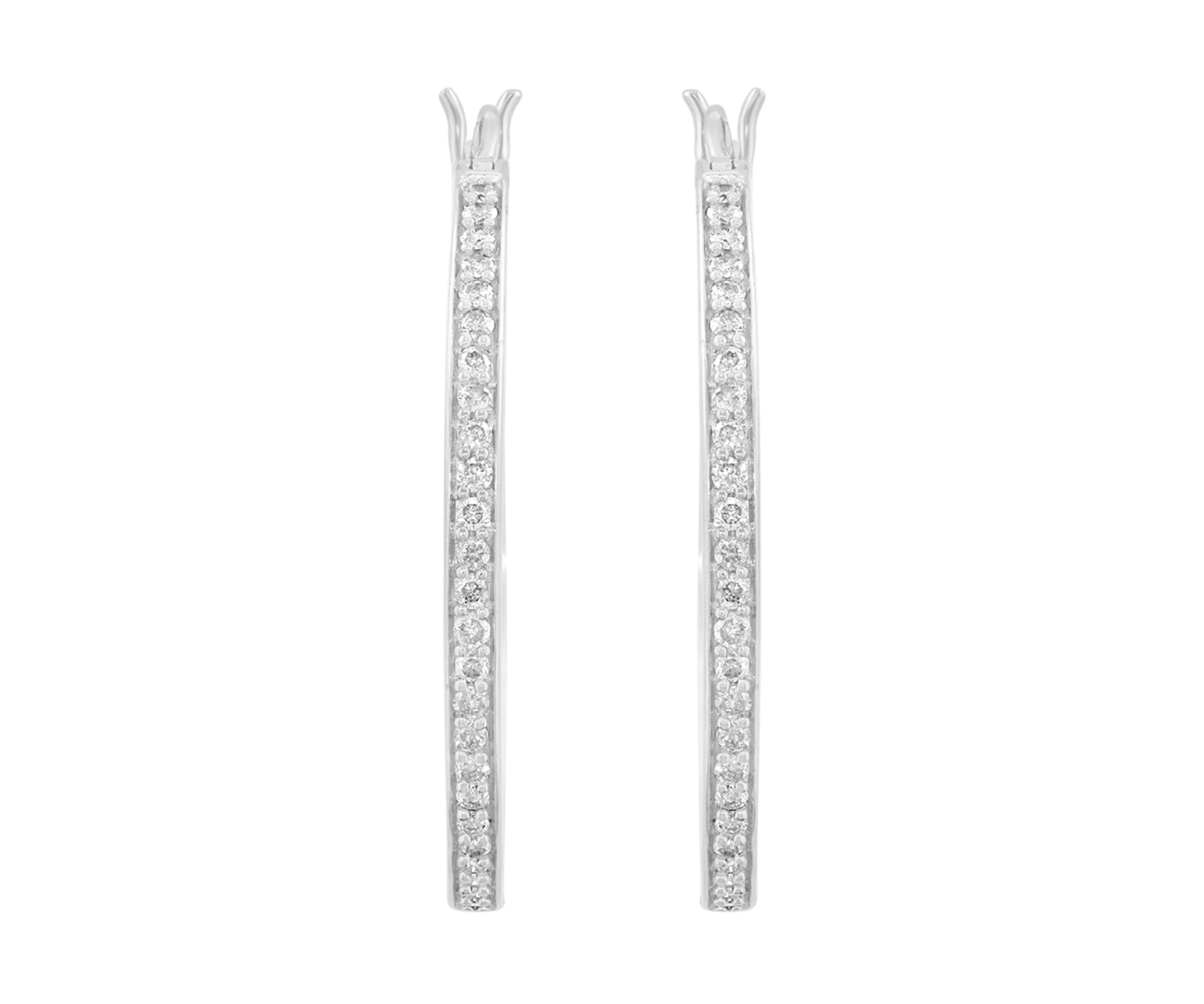 Sterling Silver Diamond Hoops