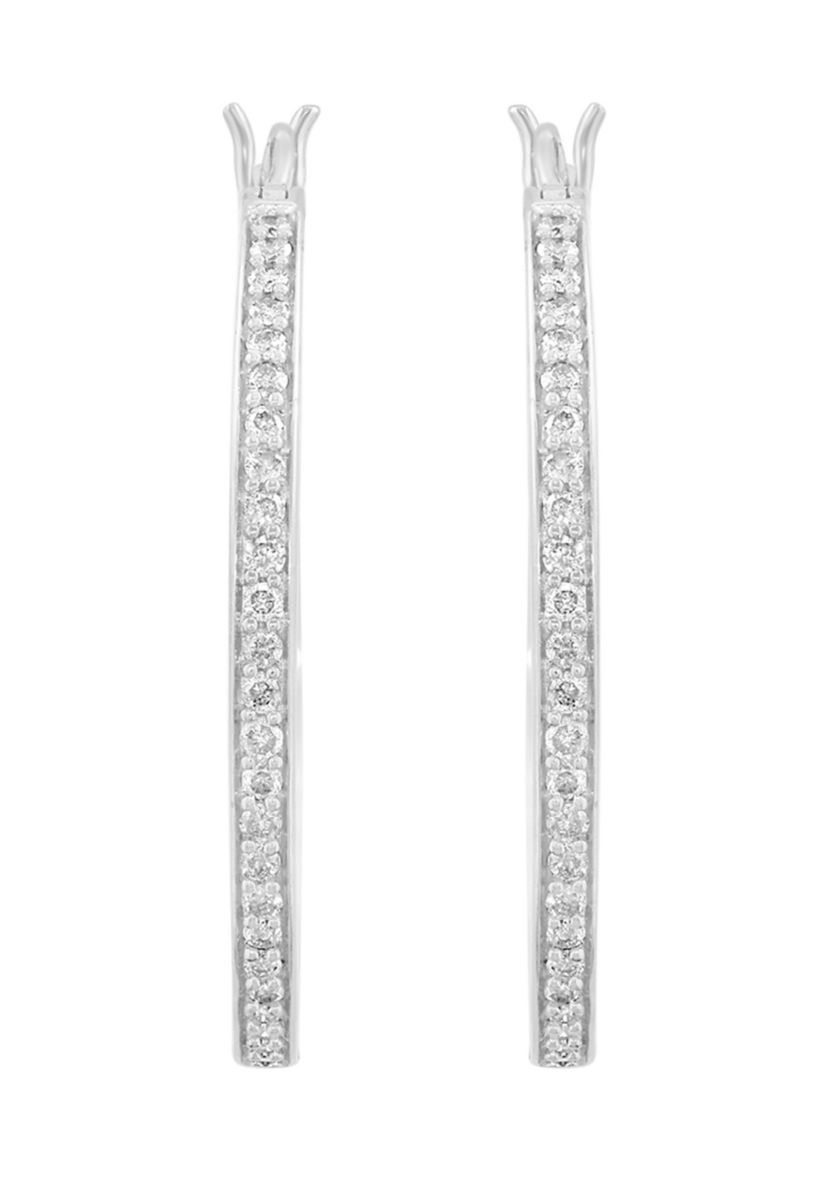 Sterling Silver Diamond Hoops
