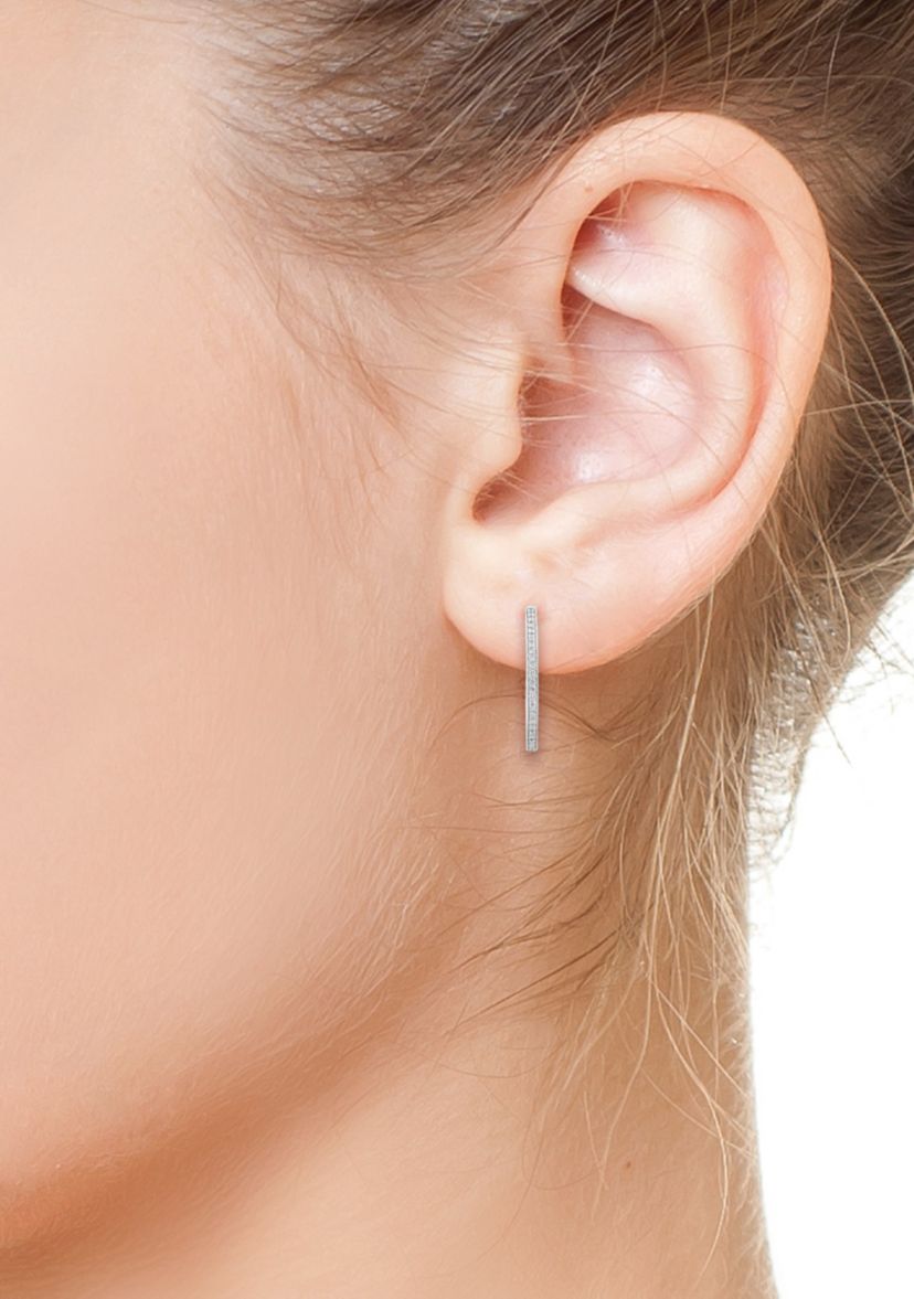 Sterling Silver Diamond Hoops