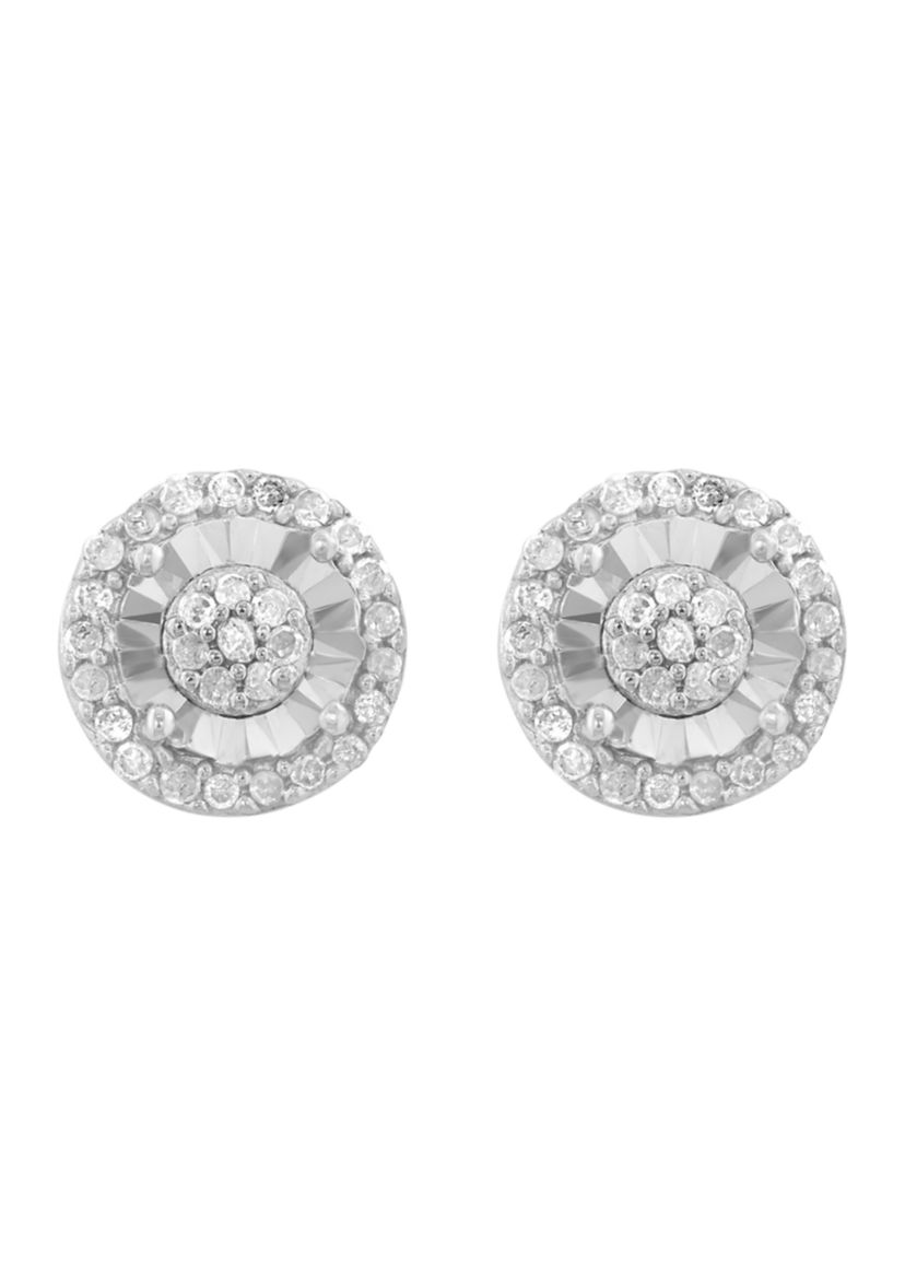 Sterling Silver Diamond Earrings
