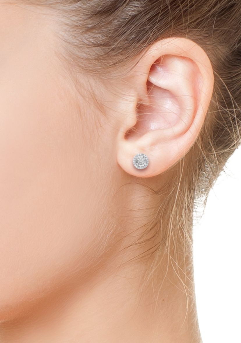 Sterling Silver Diamond Earrings