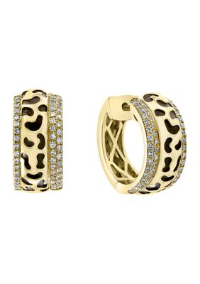 Effy 1/3 Ct. T.w. Diamond Panther Print Earrings In 14K Yellow Gold