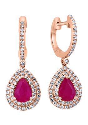 Effy Diamond And Natural Ruby Earrings In 14K Rose Gold