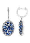 14k White Gold 3/8 ct. t.w. Diamond, 6.16 ct. t.w. Natural Sapphire Earrings