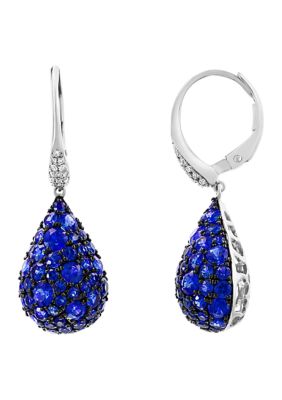 Effy 1/10 Ct. T.w. Diamond And 4.16 Ct. T.w. Sapphire Earrings In 14K White Gold