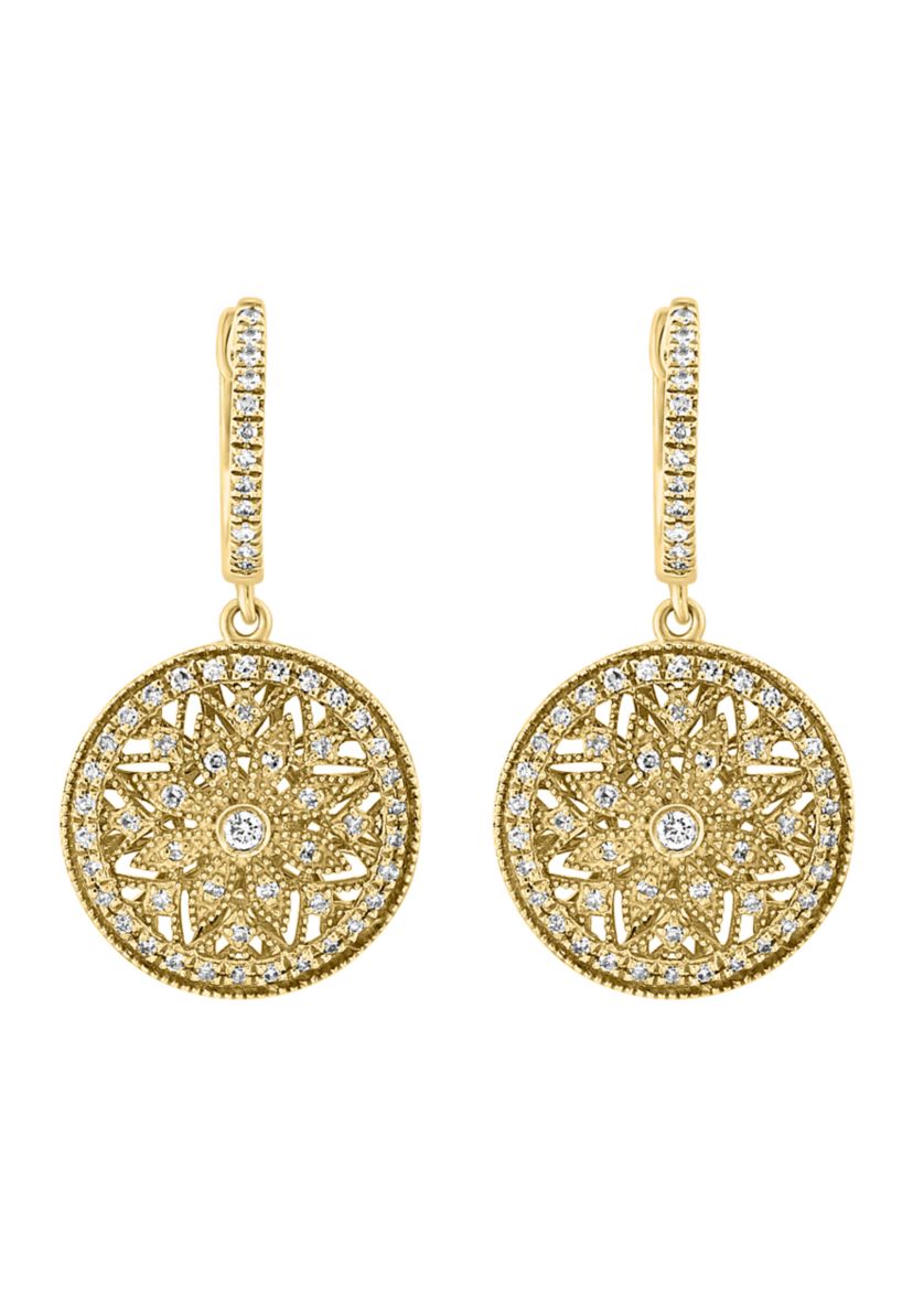 Diamond Drop Earrings in 14K Yellow Gold