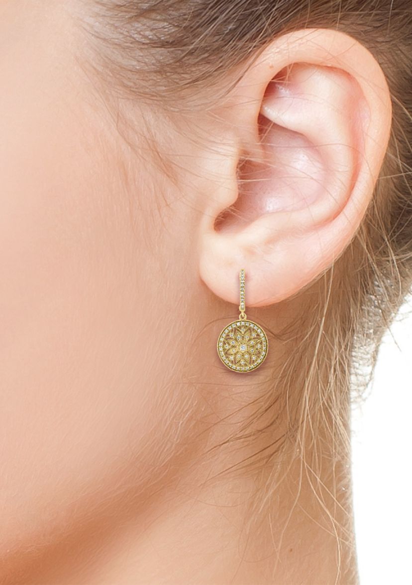 Diamond Drop Earrings in 14K Yellow Gold
